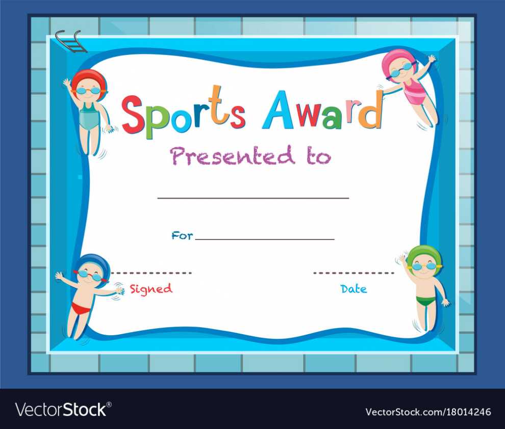 Certificate Template With Kids Swimming Royalty Free Vector for Free Swimming Certificate Templates