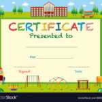 Certificate Template With School In Background Vector Image throughout Certificate Templates For School