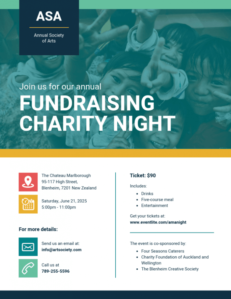 Charity Fundraiser Event Flyer Template for Fundraising Flyer Template