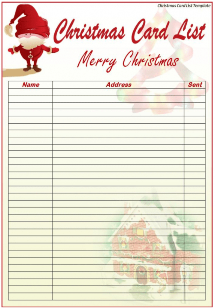 Christmas Card List Template – Excel Word Templates pertaining to Christmas Card List Template
