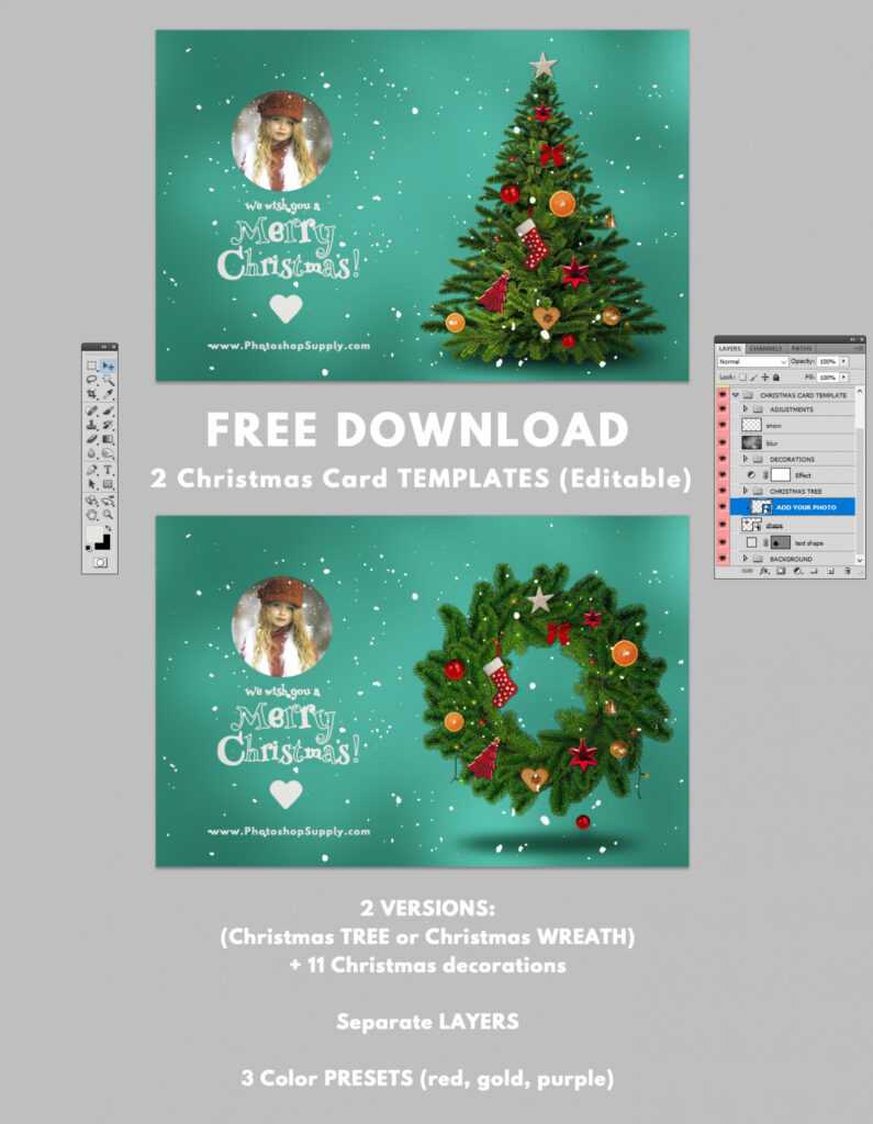 Christmas Card Templates For Photoshop - Photoshop Supply inside Free Christmas Card Templates For Photoshop