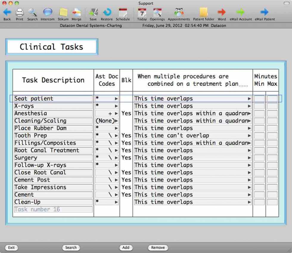 Clinical Tasks | Datacon Dental Systems intended for Dental Treatment Notes Template