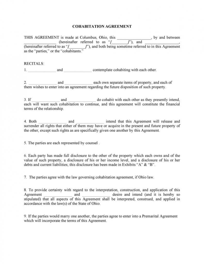 Cohabitation Agreement - 30+ Free Templates &amp; Forms ᐅ with Free Cohabitation Agreement Template