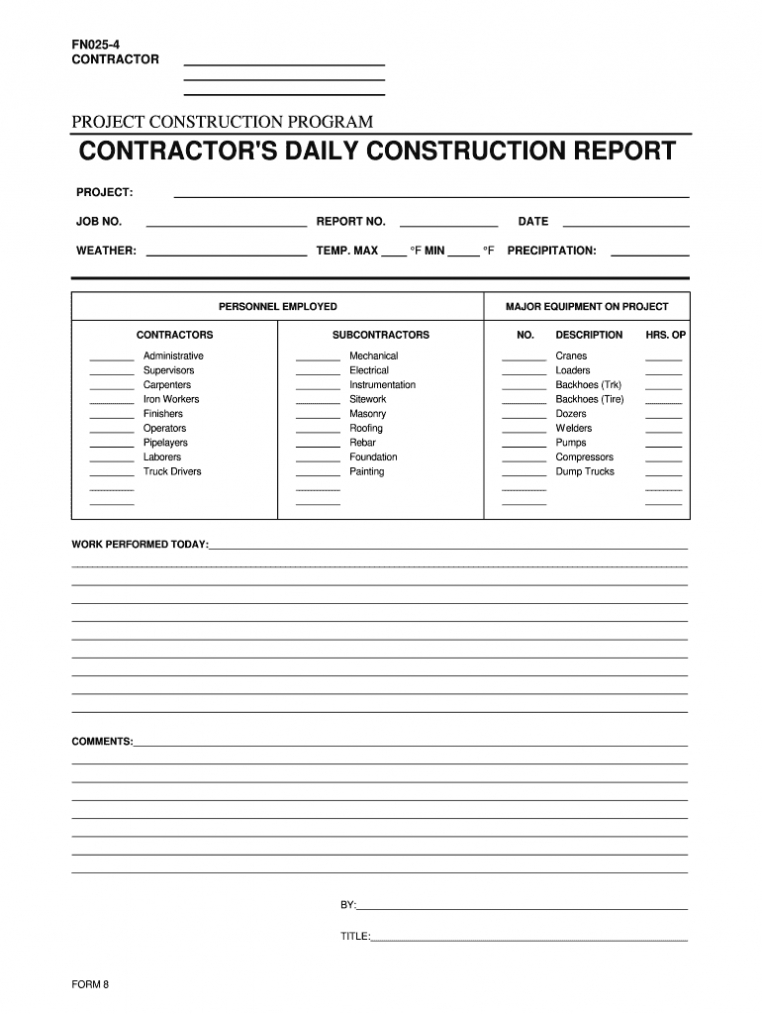 Construction Daily Report Template Excel - Fill Online regarding Construction Daily Report Template Free