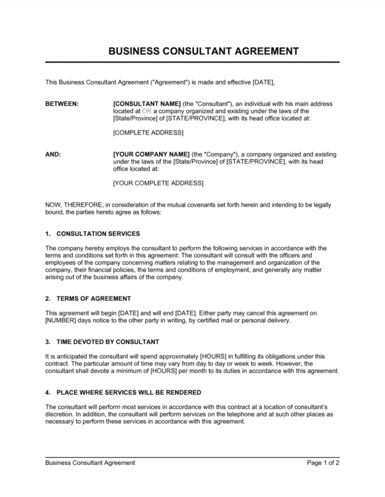 Consulting Contract Template | By Business-In-A-Box™ throughout Consulting Service Agreement Template