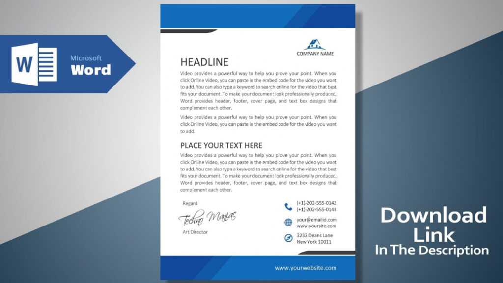 Create A Modern Professional Letterhead | Free Template | Ms Word  Letterhead Tutorial Version 2.0 for Header Templates For Word