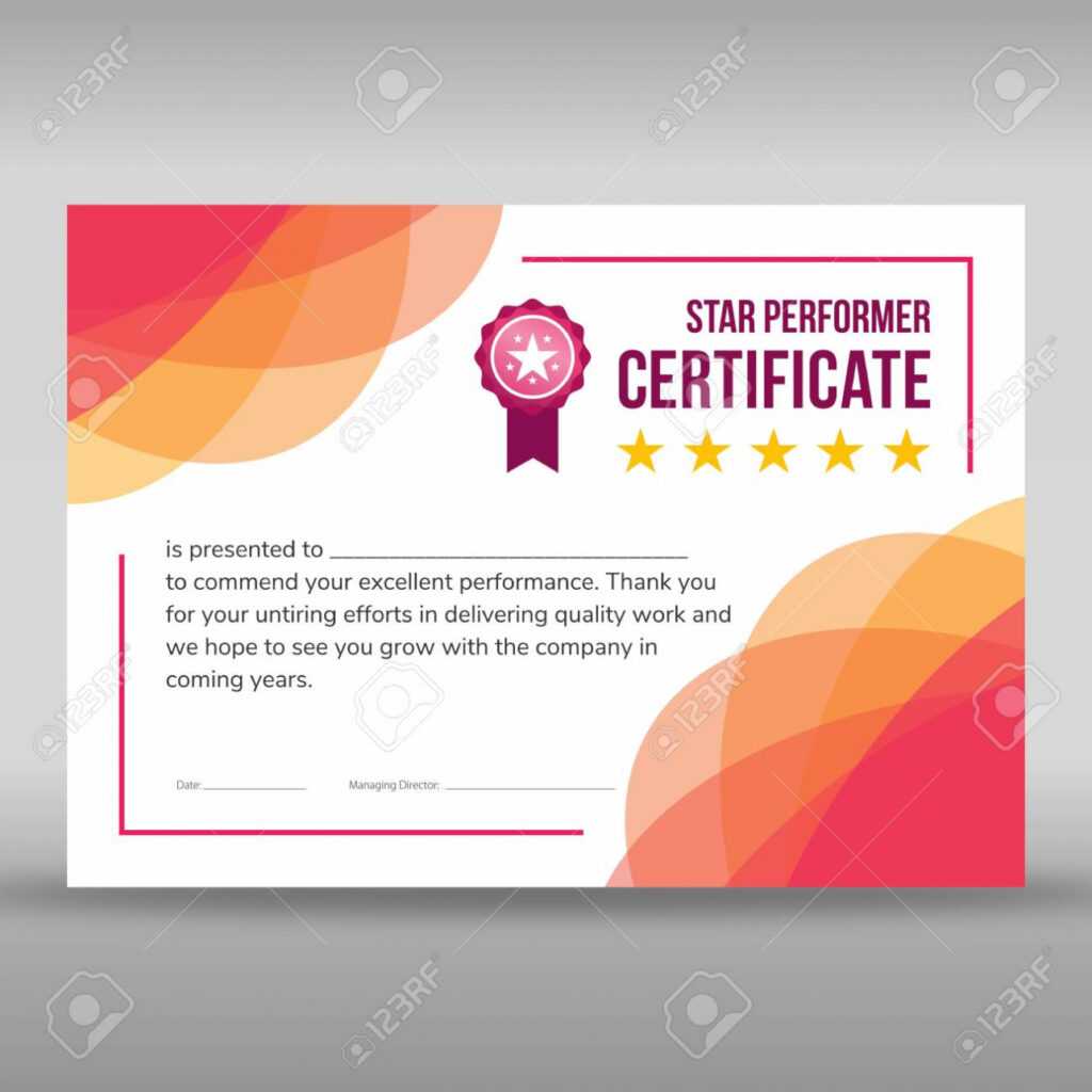Creative Framed Print Ready Star Performer Certificate With Floral.. throughout Star Performer Certificate Templates
