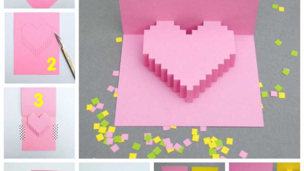 Creative Ideas - Diy Pixel Heart Popup Card with Pixel Heart Pop Up Card Template