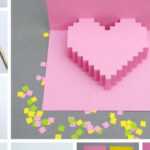 Creative Ideas - Diy Pixel Heart Popup Card with Pixel Heart Pop Up Card Template