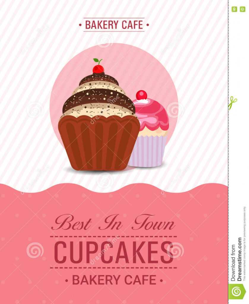 Cupcake Template, Banner Or Flyer Design. Stock Illustration with Cupcake Flyer Templates Free