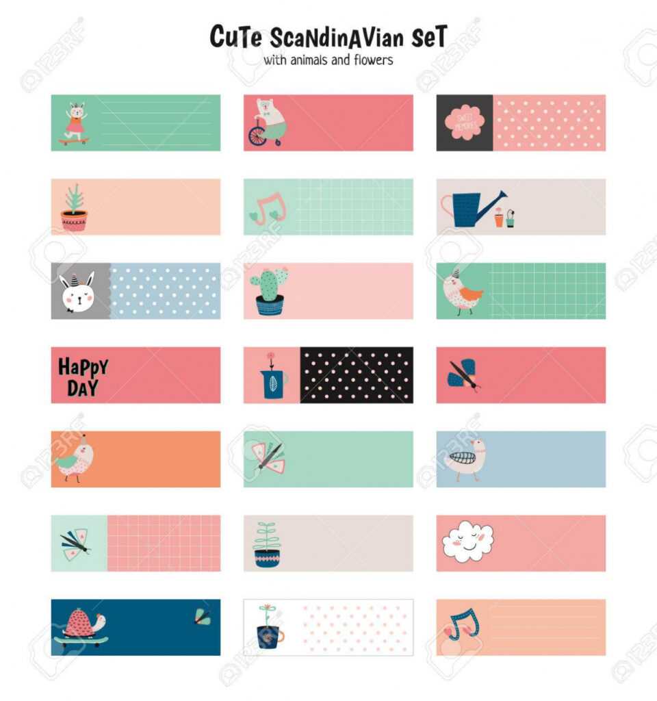 Cute Scandinavian Set Of Greeting Cards, Gift Tags, Stickers.. intended for Pretty Label Templates