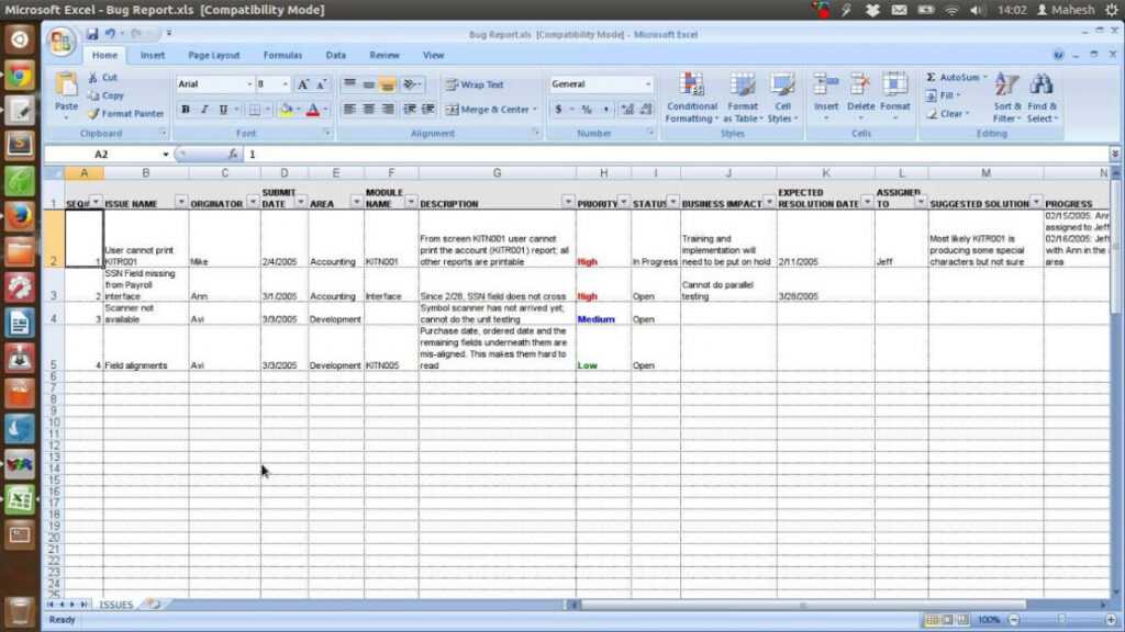 Defect Tracking Template Xls pertaining to Defect Report Template Xls