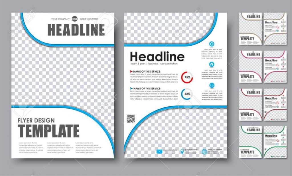 Design Color Flyers A4. Template 2 Page Brochure With Space For.. for 2 Page Flyer Template