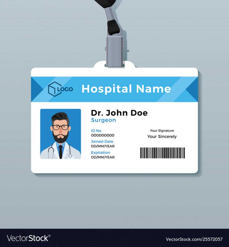 Doctor Id Card Template Medical Identity Badge Vector Image in Doctor Id Card Template