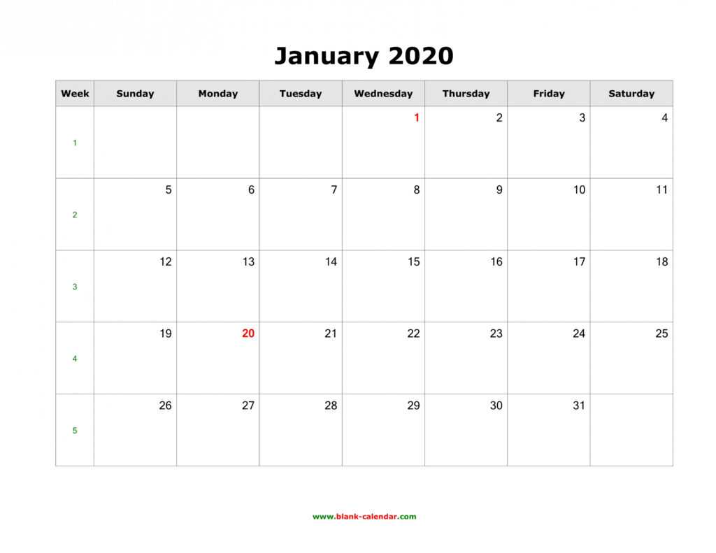 Download Blank Calendar 2020 (12 Pages, One Month Per Page within Blank One Month Calendar Template