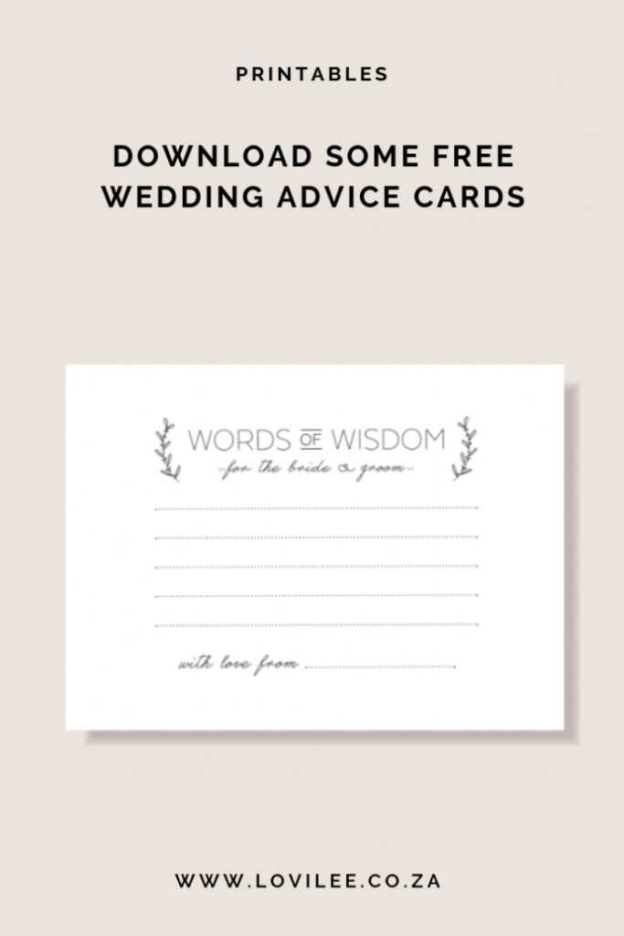 Download Your Free Wedding Advice Cards Printable | Lovilee in Marriage Advice Cards Templates