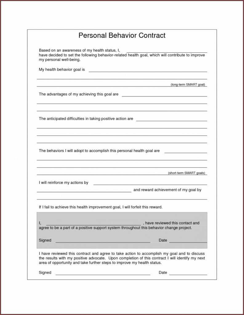 √ Free Editable Behavior Contract Template For Adults pertaining to Good Behavior Contract Templates