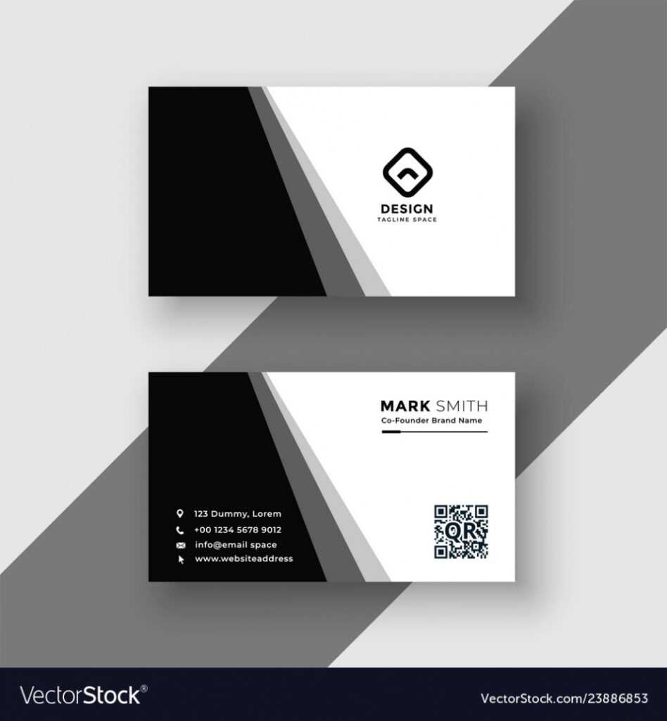 Elegant Black And White Business Card Template Vector Image within Black And White Business Cards Templates Free
