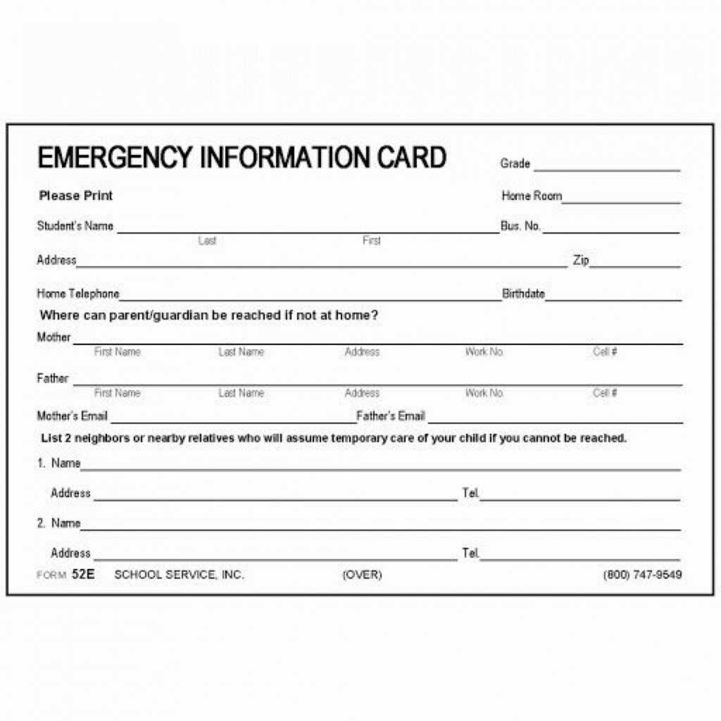 Emergency Contact Card Template ~ Addictionary intended for Emergency Contact Card Template