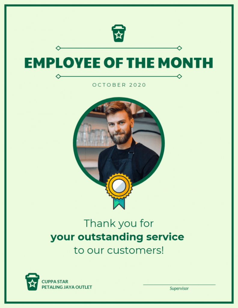Employee Of The Month Certificate Template in Employee Of The Month Certificate Templates