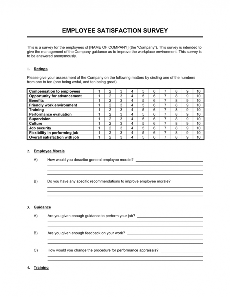 Employee Satisfaction Survey Template | By Business-In-A-Box™ inside Employee Satisfaction Survey Template Word