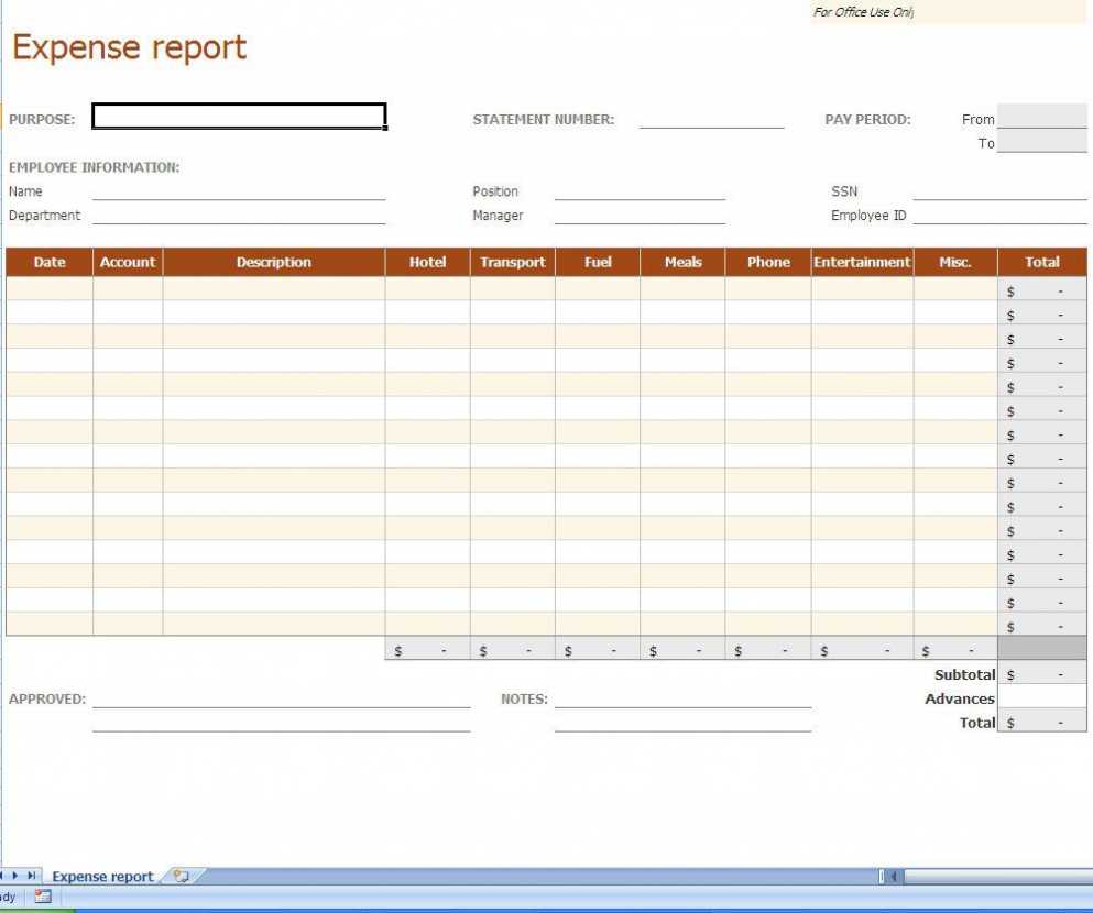 Expense Report Template Excel ~ Addictionary with regard to Expense Report Template Excel 2010