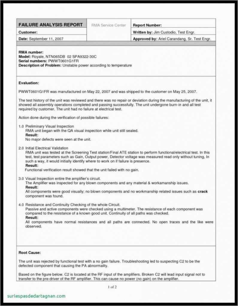Failure Analysis Report Template - Professional Plan Templates within Failure Analysis Report Template