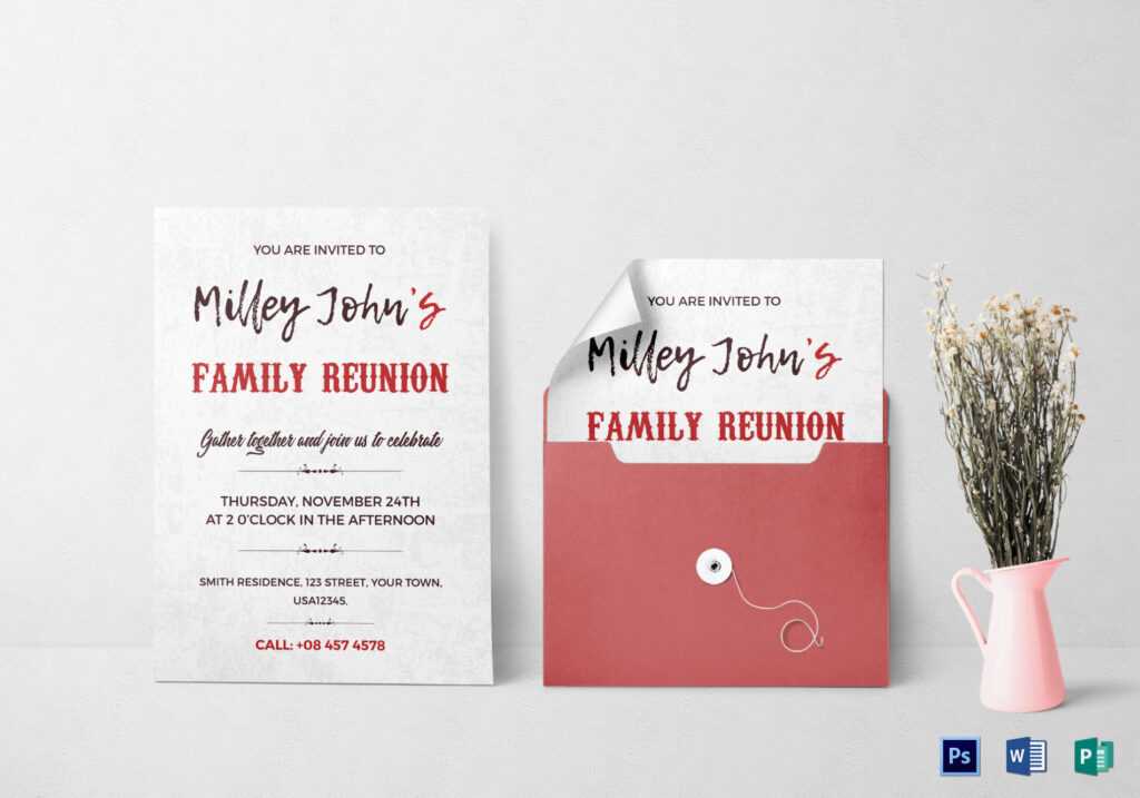 Family Reunion Invitation Card Design Template In Word, Psd for Reunion Invitation Card Templates