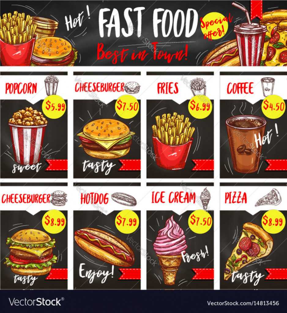 Fast Food Restaurant Menu Board Template Design Vector Image within Menu Board Design Templates Free