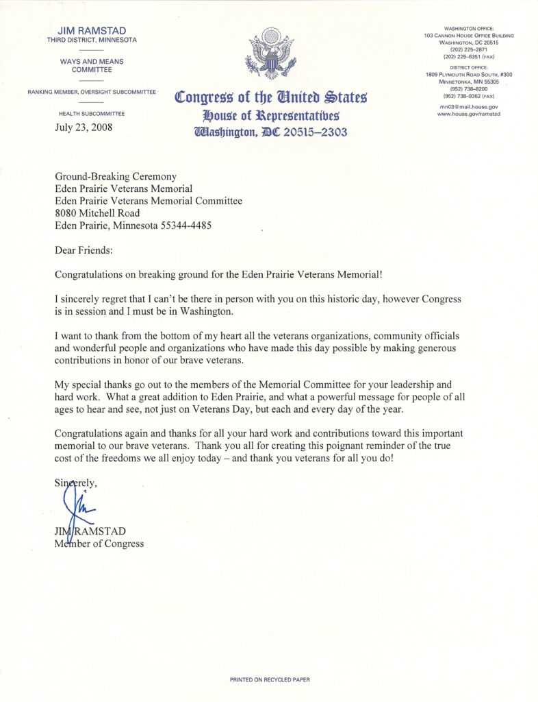 File:congressman Ramstad Letter - Wikipedia inside Letter To Congressman Template