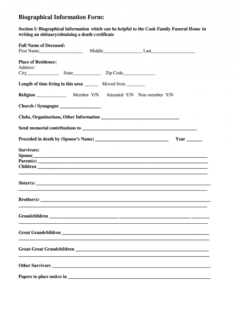 Fill In The Blank Obituary Template - Fill Out And Sign Printable Pdf  Template | Signnow regarding Fill In The Blank Obituary Template