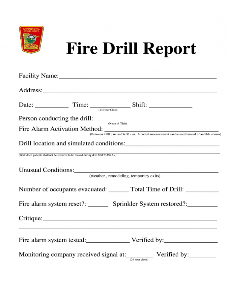 Fire Drill Report Template - Fill Online, Printable for Emergency Drill Report Template