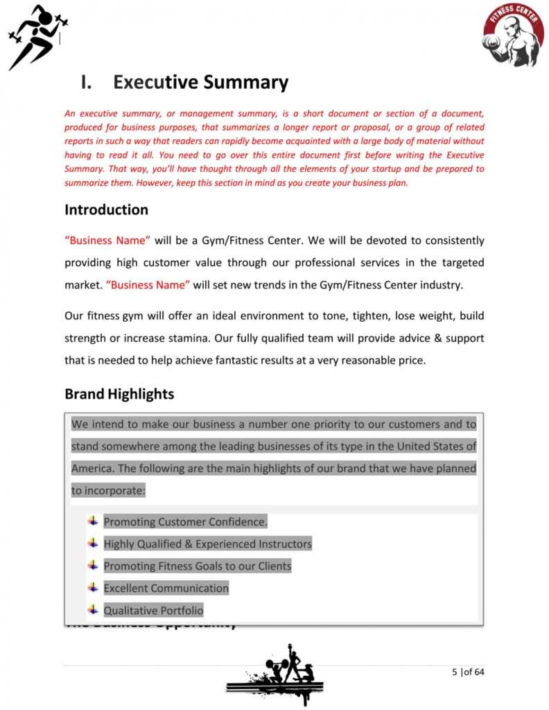 Fitness Gym Business Plan Template Sample Pages – Black Box inside Business Plan Template For Gym