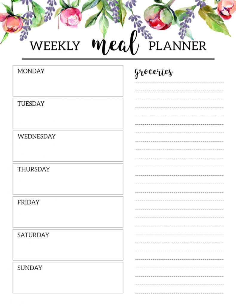 Floral Free Printable Meal Planner Template | Paper Trail Design intended for Blank Dinner Menu Template