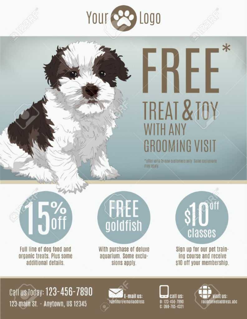 Flyer Template For A Pet Store Or Groomer With Discount Coupons.. throughout Dog Grooming Flyers Template