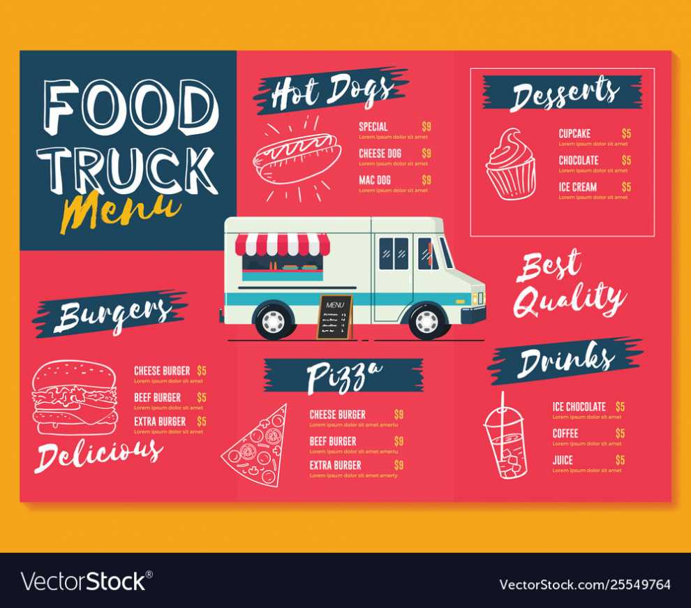 Food Truck Menu Template Fast Food Brochure Menu Vector Image for Food Truck Menu Template