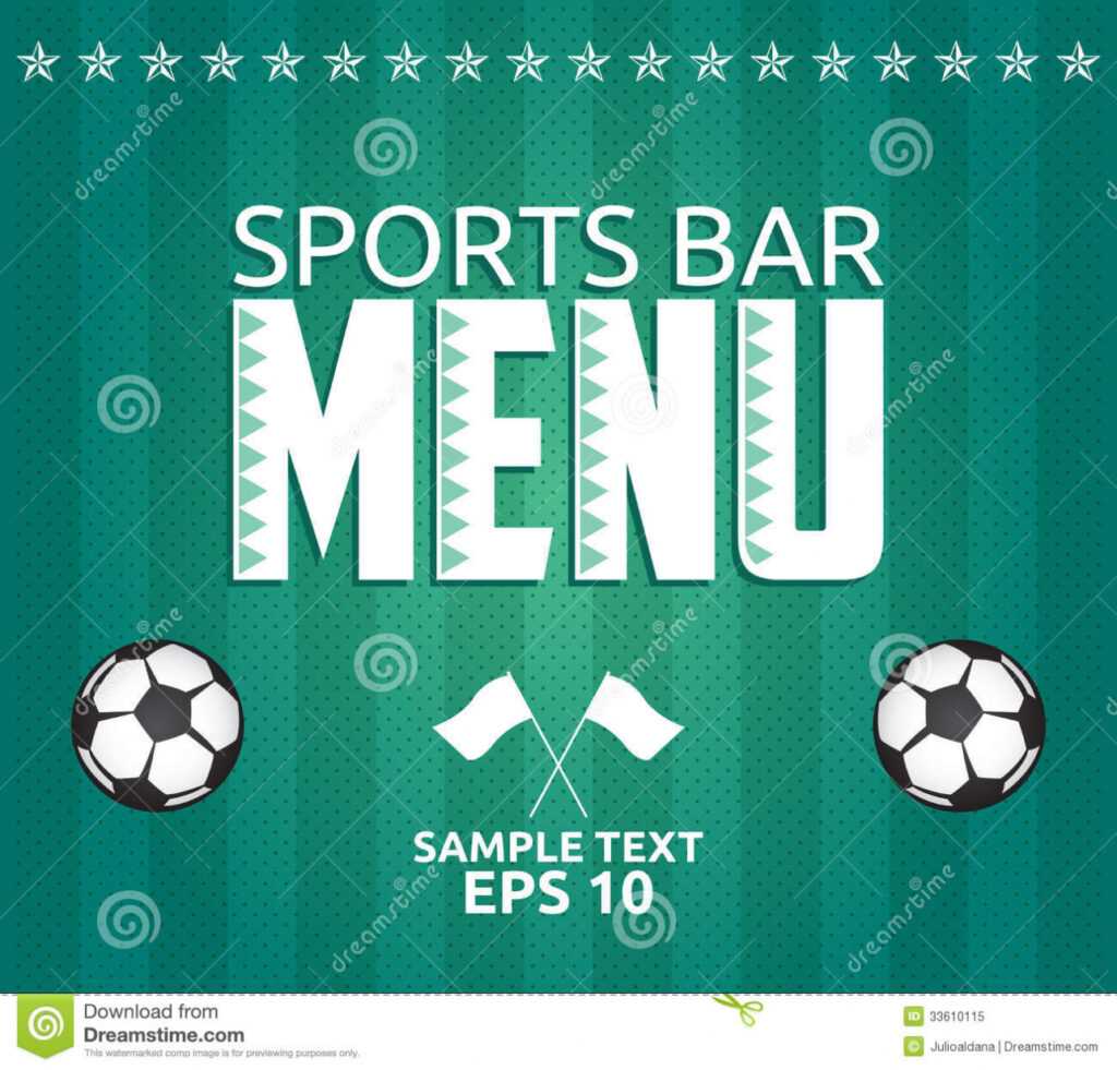 Football - Sports Bar Menu Card Design Template Illustration with regard to Football Menu Templates