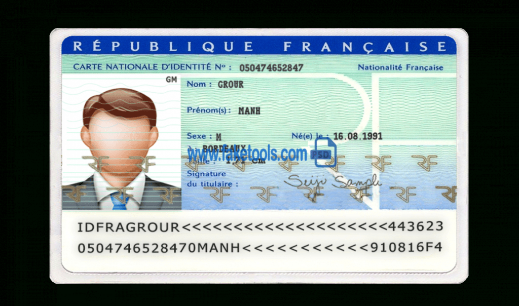France Id Card Psd Template : High Quality Psd Template regarding French Id Card Template