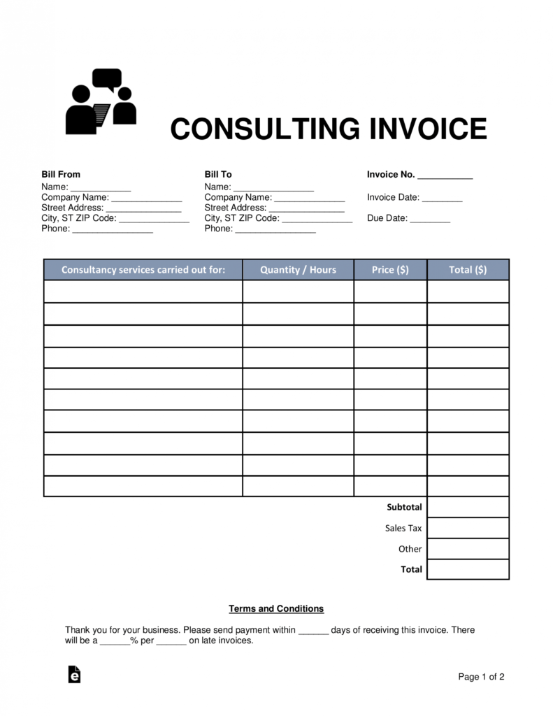 Free Consulting Invoice Template - Word | Pdf | Eforms with Free Consulting Invoice Template Word