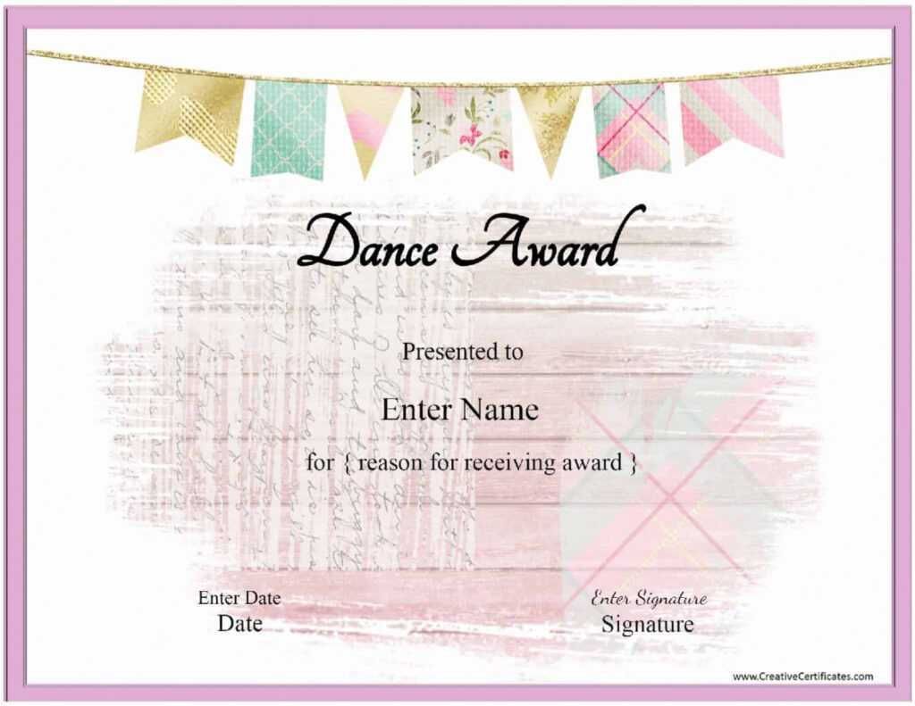 Free Dance Certificate Template - Customizable And Printable with regard to Dance Certificate Template