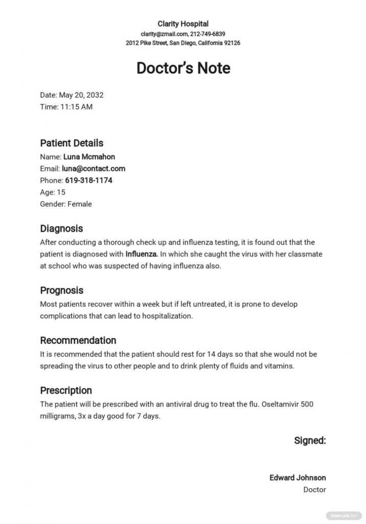 Free Doctor'S Note For School Absence Template - Pdf | Word with regard to School Absence Note Template Free