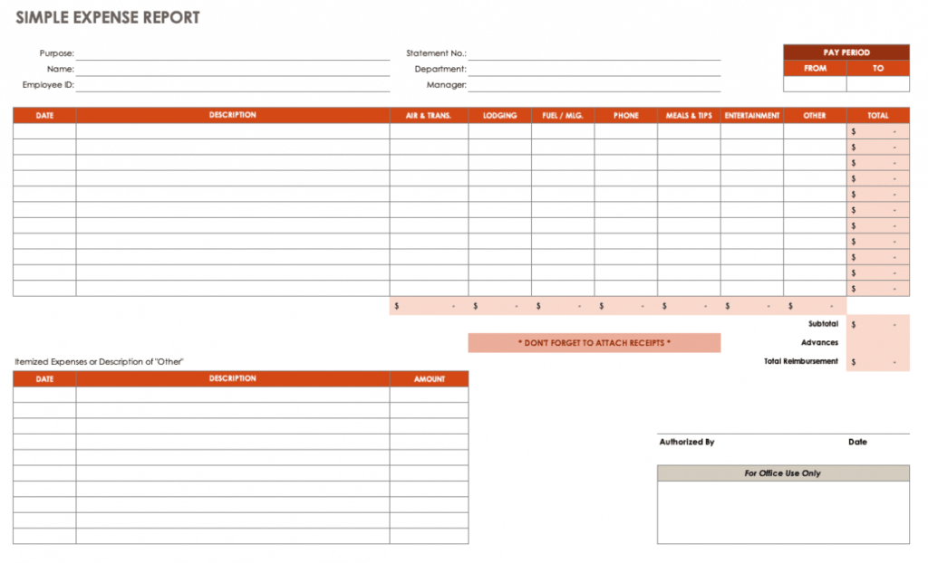 Free Expense Report Templates Smartsheet intended for Expense Report Spreadsheet Template Excel