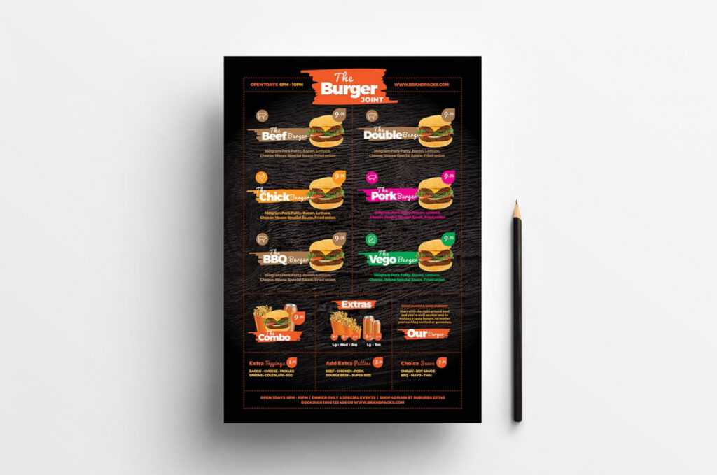 Free Fast Food Menu Template For Photoshop &amp; Illustrator with Fast Food Menu Design Templates
