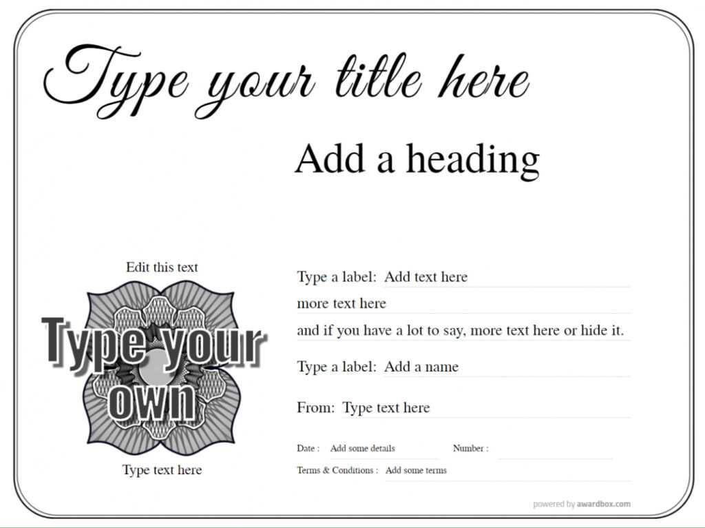 Free Gift Certificate Templates - Big Selection - Editable regarding Custom Gift Certificate Template