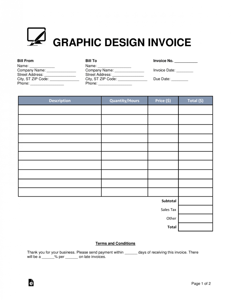 Free Graphic Design Invoice Template - Word | Pdf | Eforms in Graphic Design Invoice Template Pdf
