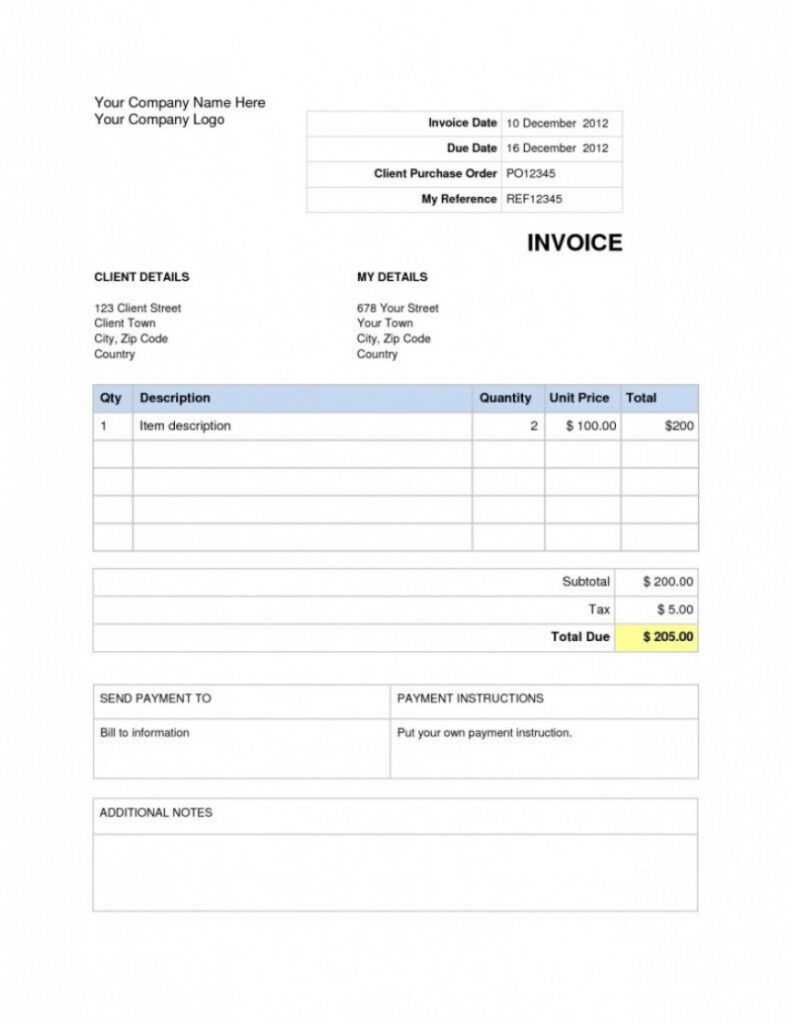 Free Invoice Template For Word ~ Addictionary in Invoice Template Word 2010