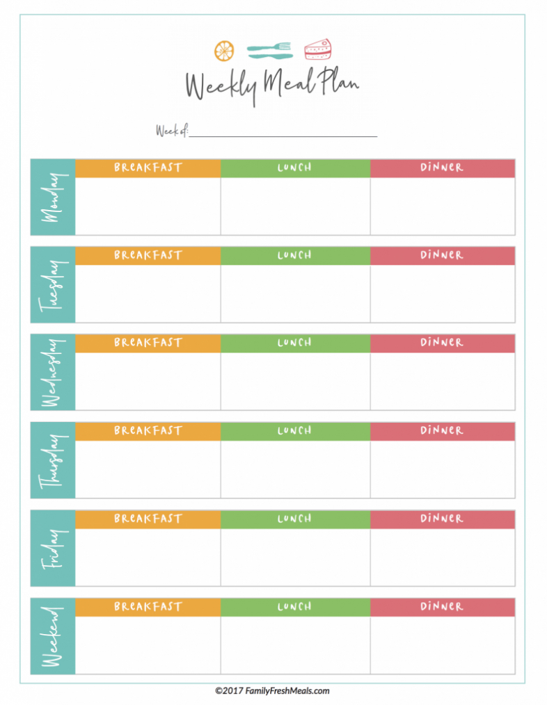 Free Meal Plan Printables - Family Fresh Meals throughout Blank Meal Plan Template