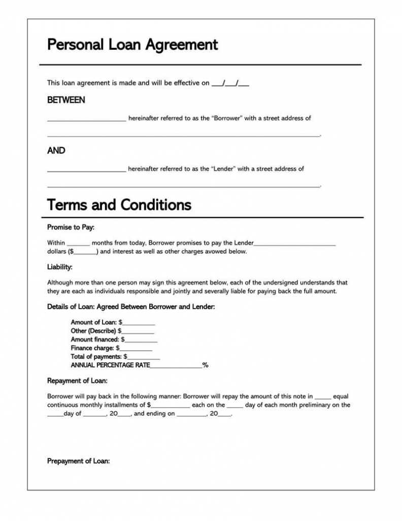 Free Personal Loan Agreement Templates &amp; Samples (Word | Pdf) within Personal Loan Repayment Agreement Template