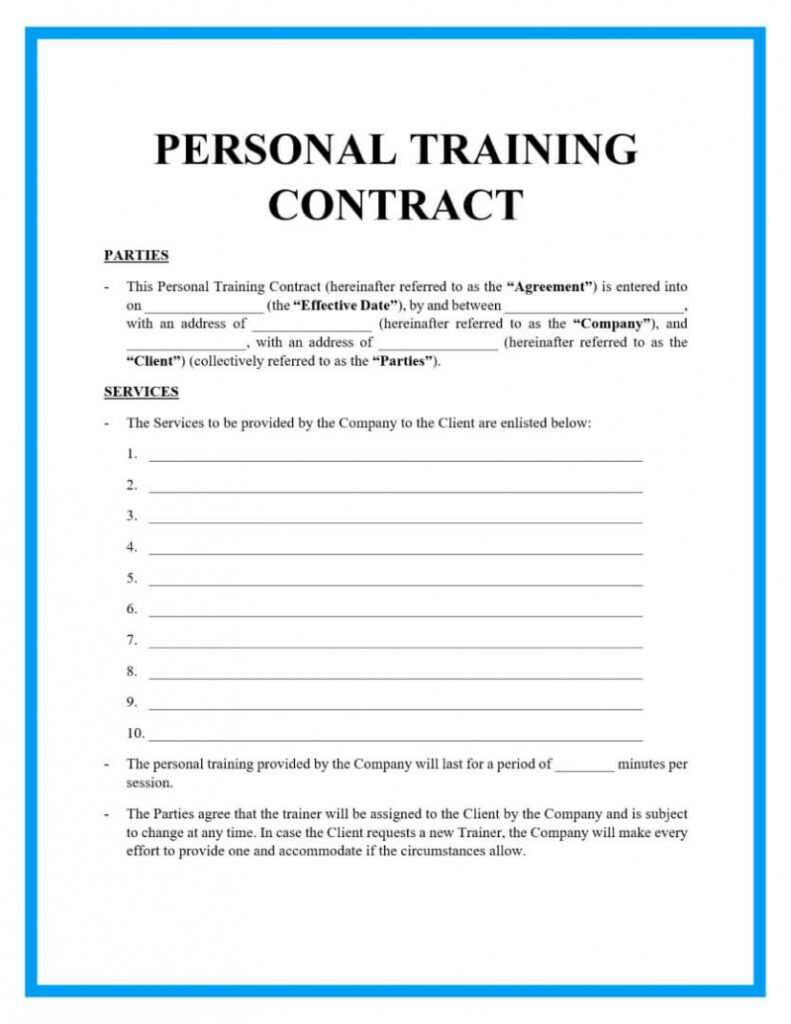 Free Personal Training Contract Template within Personal Training Cancellation Policy Template