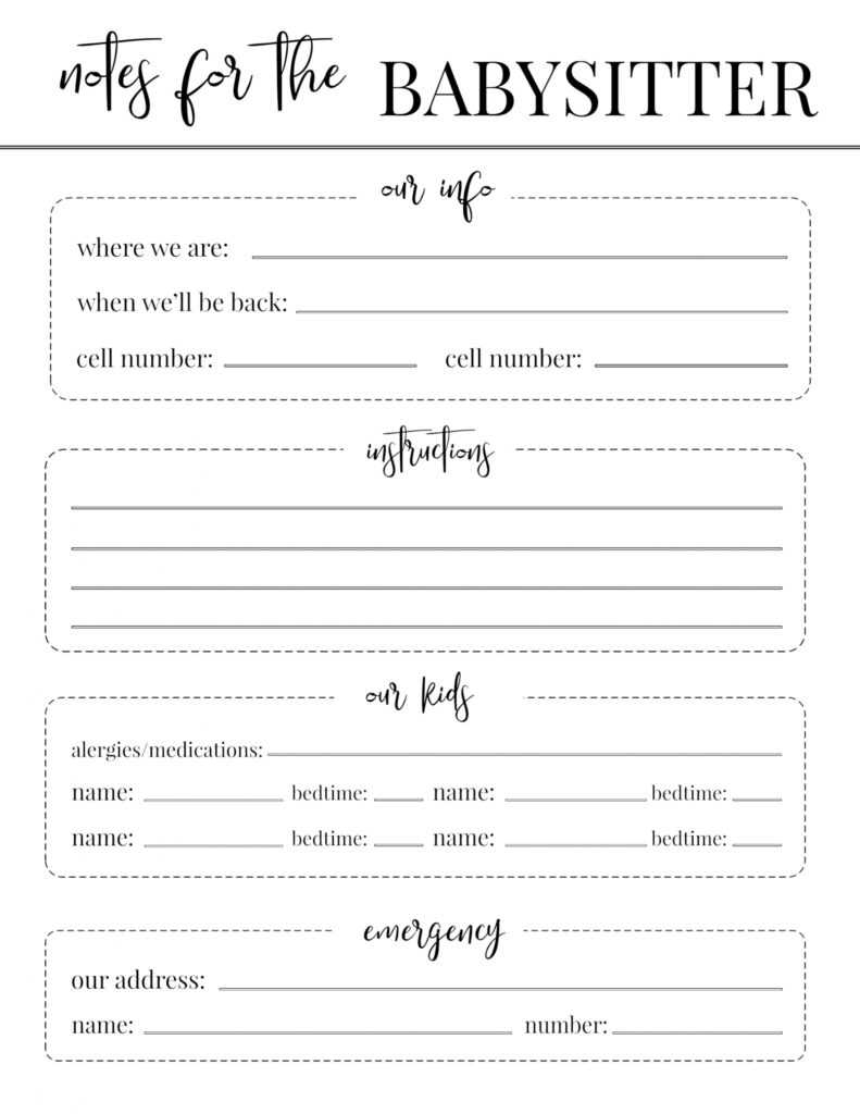 Free Printable Babysitter Notes Template | Paper Trail Design inside Nanny Notes Template